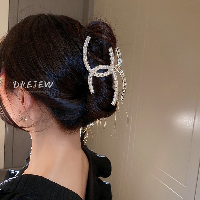 DREJEW Kẹp tóc đính ngọc trai và kim cương giả sang trọng phong cách Hàn Quốc