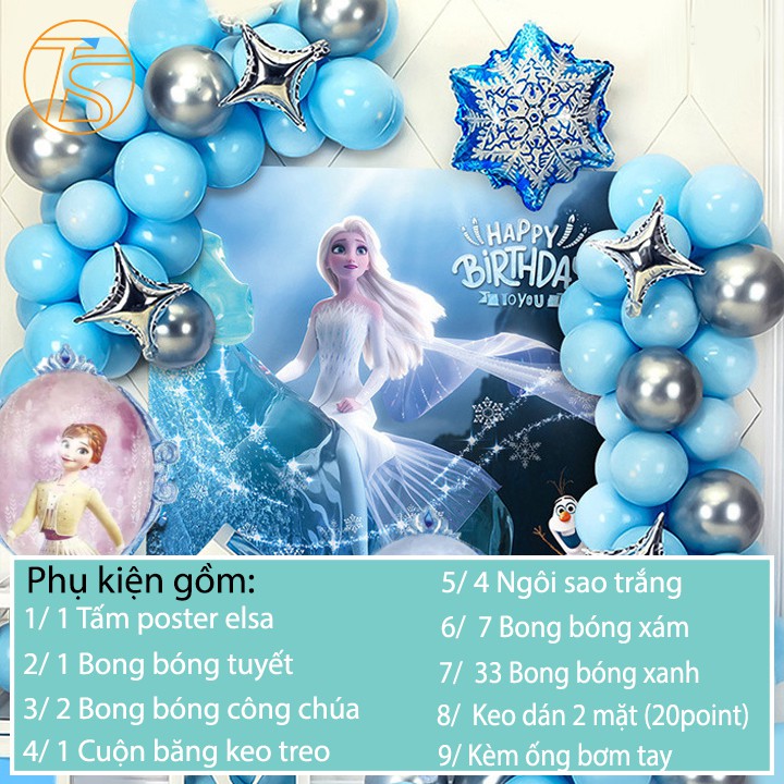 Bong Bóng Trang Trí Sinh Nhật, Thôi Nôi Poster Hình Elsa, Mickey Xinh Xắn Cho Bé Gái, Bé Trai Kèm Ống Bơm Tay SN030