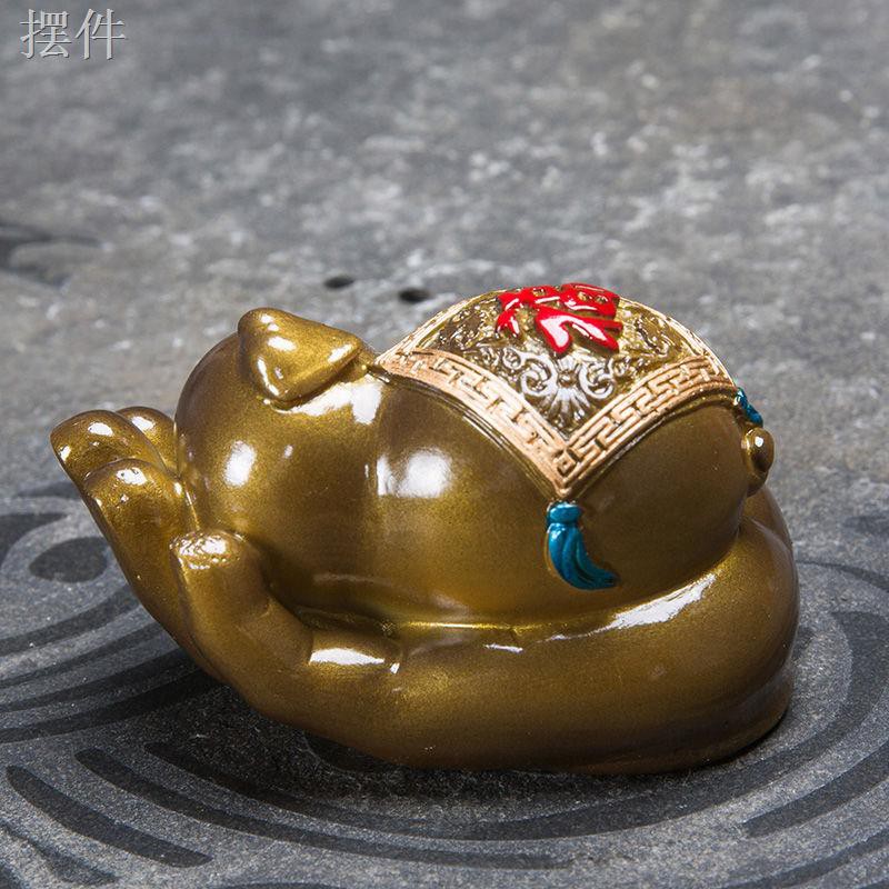 JĐồ trang trí thú cưng trà đổi màu tài lộc và vàng có thể nâng Cóc vàng, phụ kiện bộ ấm trà, bình xịt nước để xua đuổi t