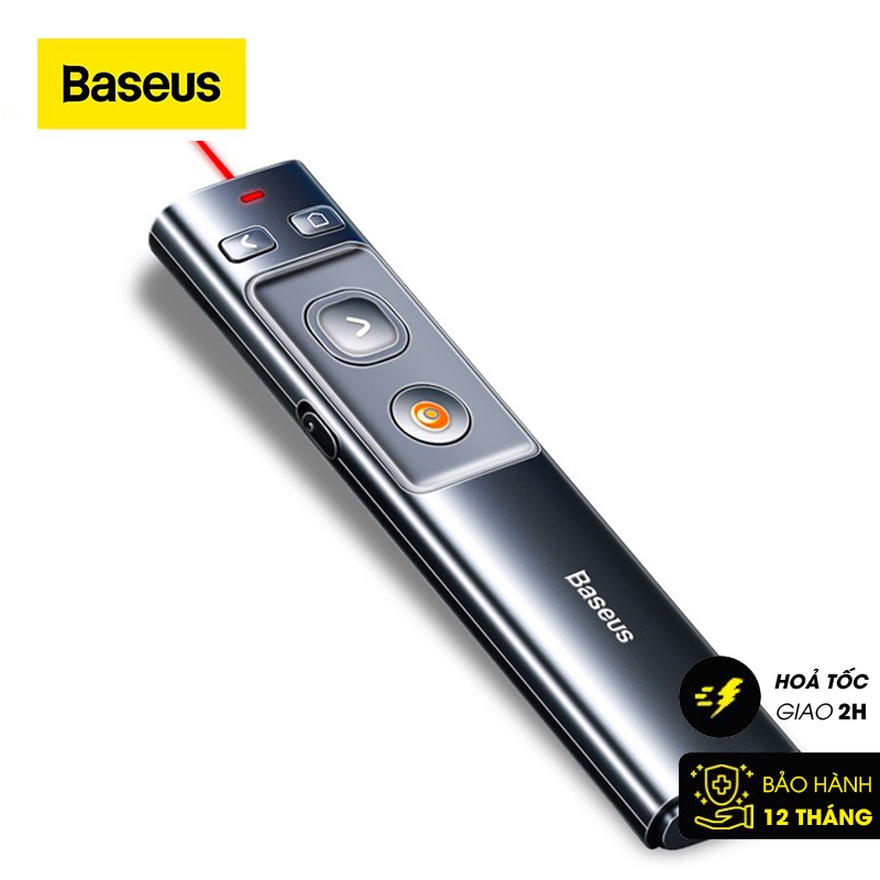 Bút Laser trình chiếu Baseus Orange Dot Wireless Presenter cho Laptop/ Macbook (100m. 2.4Ghz USB/Type C Receiver, Wirele