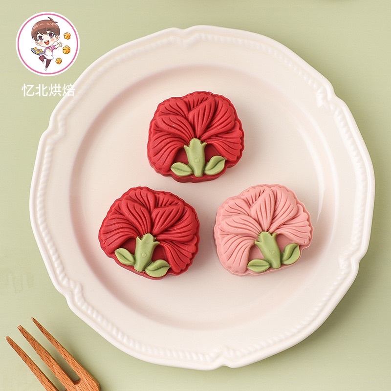 khuôn bánh trung thu hoa cẩm chướng 50g