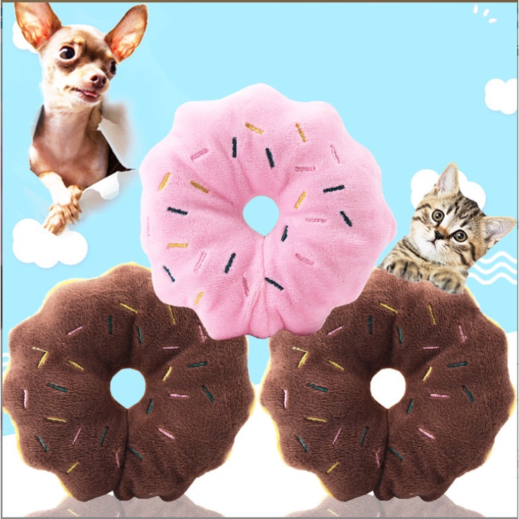 [HCM] Đồ chơi gặm hình bánh donut phát ra tiếng cho chó mèo, cho thú cưng vui chơi siêu dễ thương