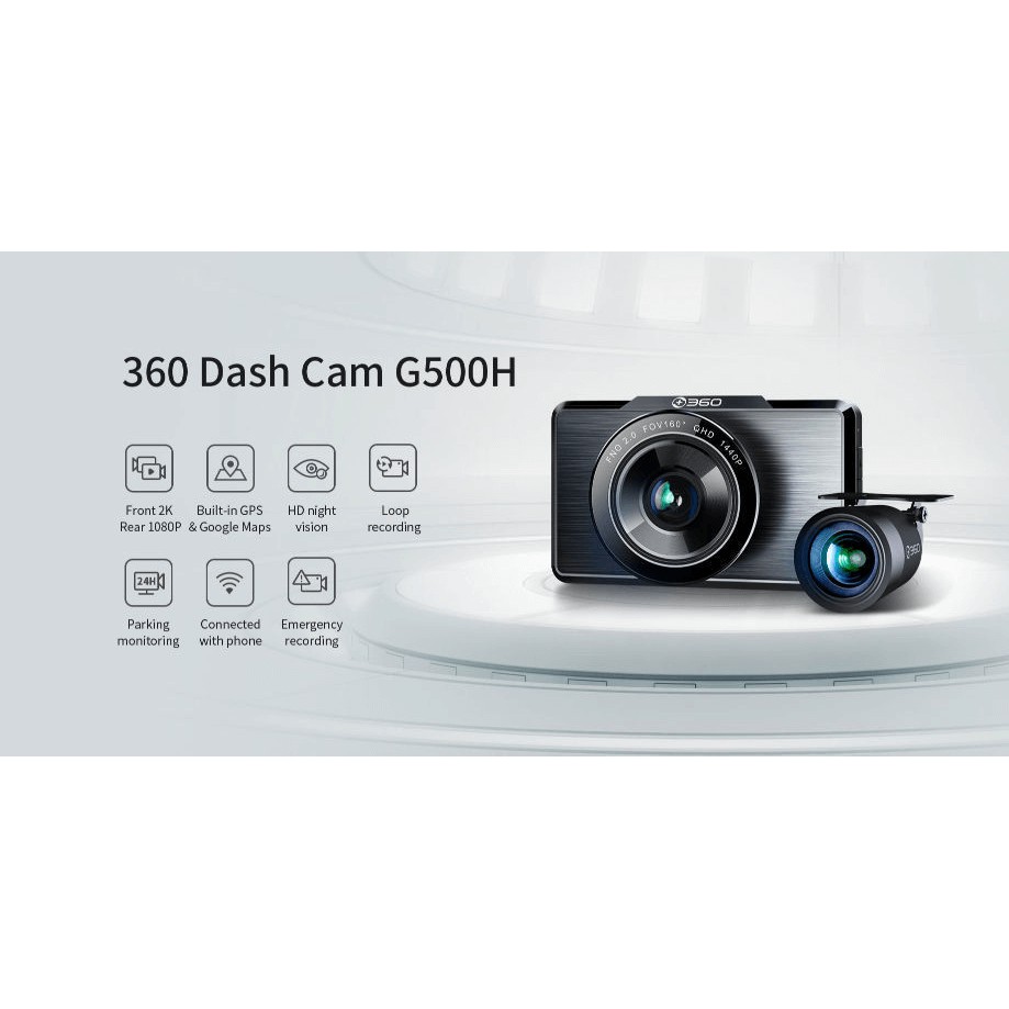 Camera hành trình Ô tô Qihoo 360 G500H Quốc Tế - 2 mắt trước sau