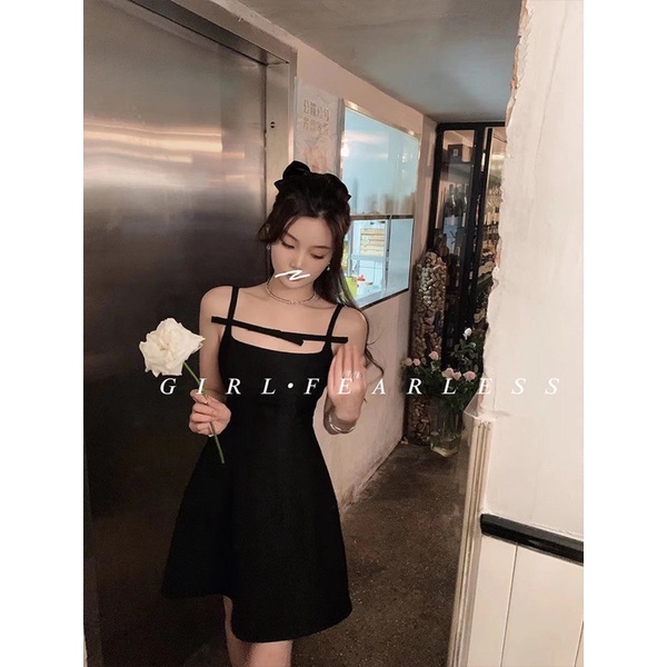 Đầm trắng 2 dây, Váy 2 dây đơn giản dáng xòe phối nơ