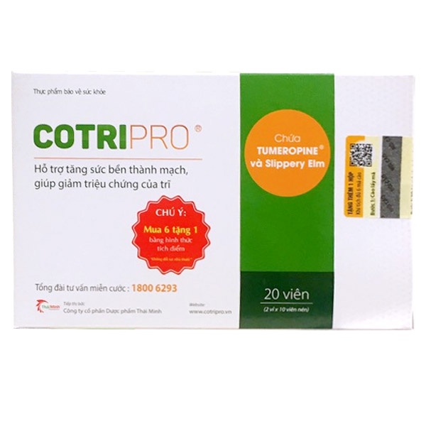 Viên Uống COTRIPRO [Hộp 20 Viên] Hỗ Trợ Tăng Sức Bền Thành Mạch, Giúp Giảm Triệu Chứng Của Trĩ ( chính hãng )