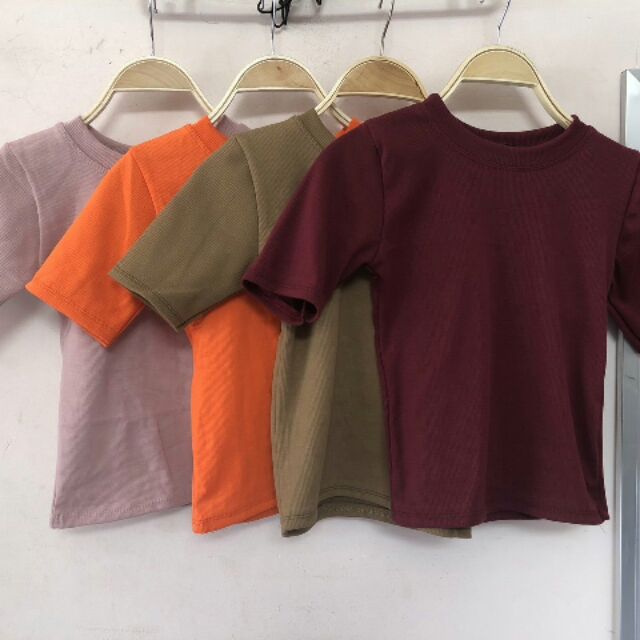 Áo thun nữ ôm body croptop tay ngắn + màu đỏ đô + [ Ảnh thật tự chụp 100% ]