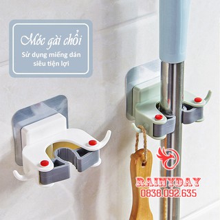Móc dán tường thông minh kẹp chổi giữ cây lau nhà miếng trong suốt đa năng treo đồ chịu lực siêu dính chắc