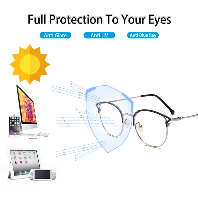 Kính mắt VIENDO kim loại mắt mèo đổi màu chống ánh sáng xanh chống tia UV thời trang Hàn Quốc cho nam và nữ