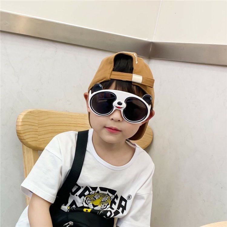 Gấu trúc dễ thương đeo kính râm cho trẻ em Bé trai Bé gái Kính râm phân cực Chất liệu silicone Bóng râm cho trẻ em