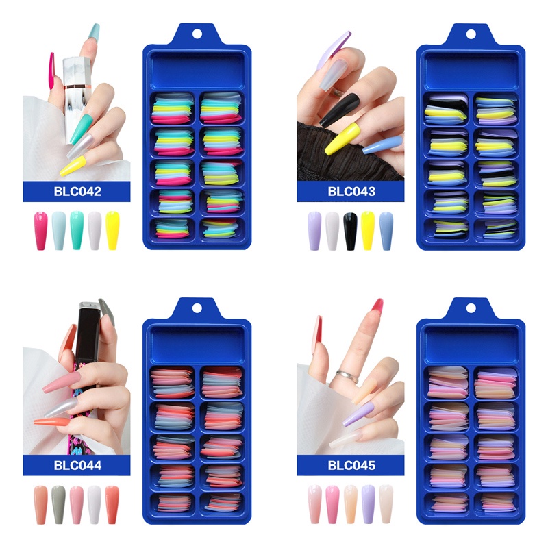 Bộ 100 Chiếc Móng Tay Giả Nhiều Màu Sắc BLC038-BLC052 Chất Lượng Cao