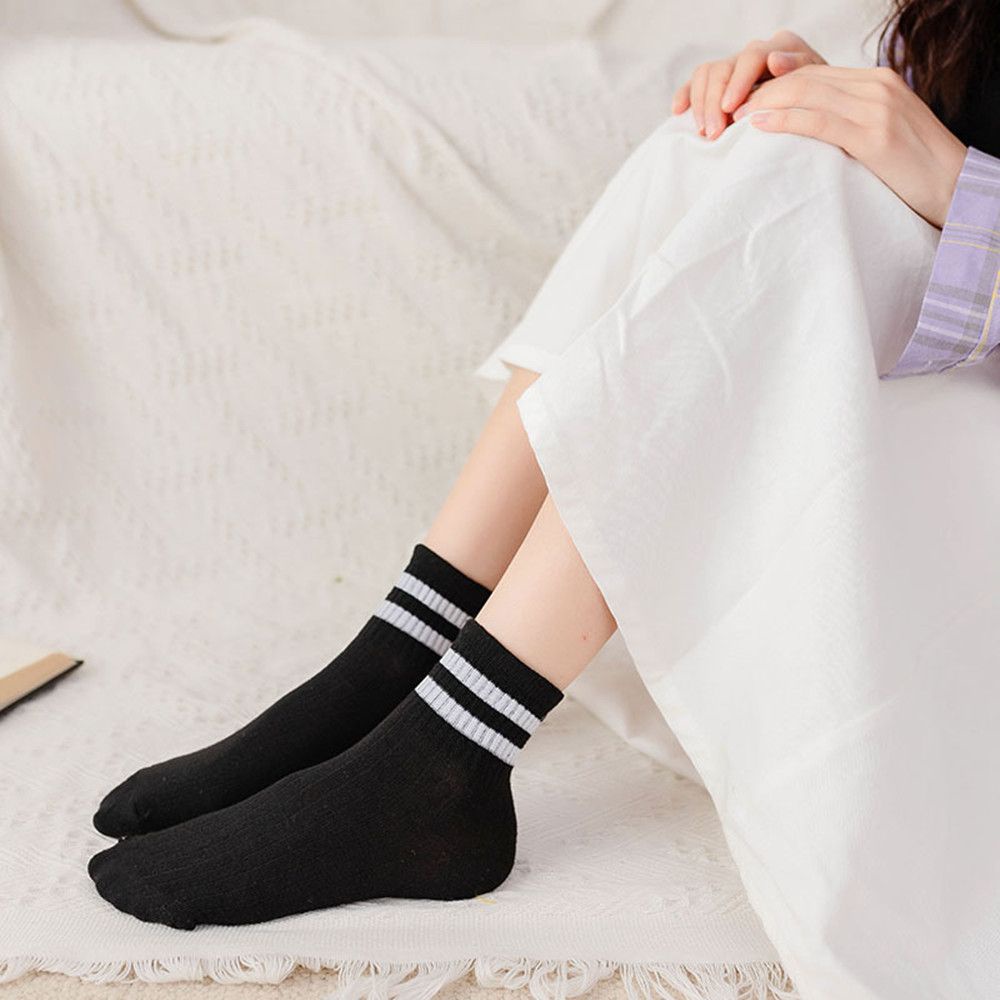 Tất thể thao bằng cotton màu trơn kẻ sọc thời trang Nhật Bản