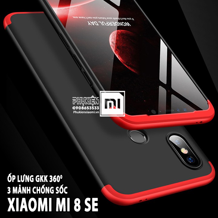 Ốp Lưng cho máy Xiaomi Mi 8 SE GKK 360 Độ  - Viền Màu, Full Màu