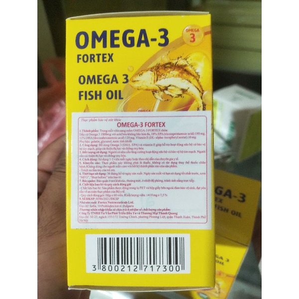 Viên dầu cá Omega 3,omega3 fotex,hỗ trợ tim mạch,sáng mắt