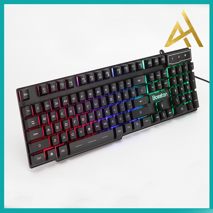 Bàn Phím Gaming Chính Hãng Đèn LED 7 Màu BOSSTON K803 Chuyên Game Bàn phím Giả Cơ Máy Vi Tính PC Laptop Keyboard Có Dây
