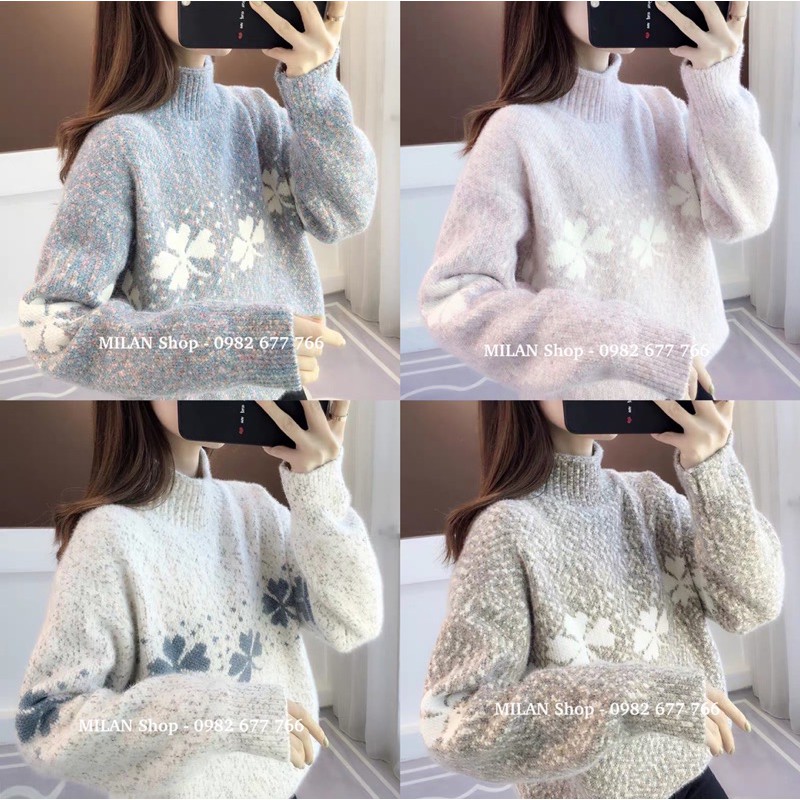 Áo len dài tay dáng suông 2 hoạ tiết nhiều màu hot | BigBuy360 - bigbuy360.vn