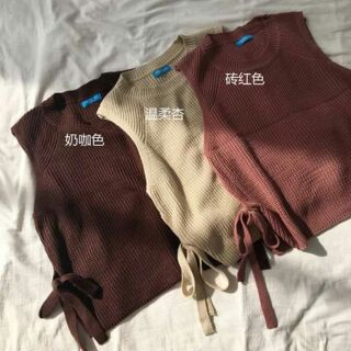 Áo gile len cột nơ eo 😍