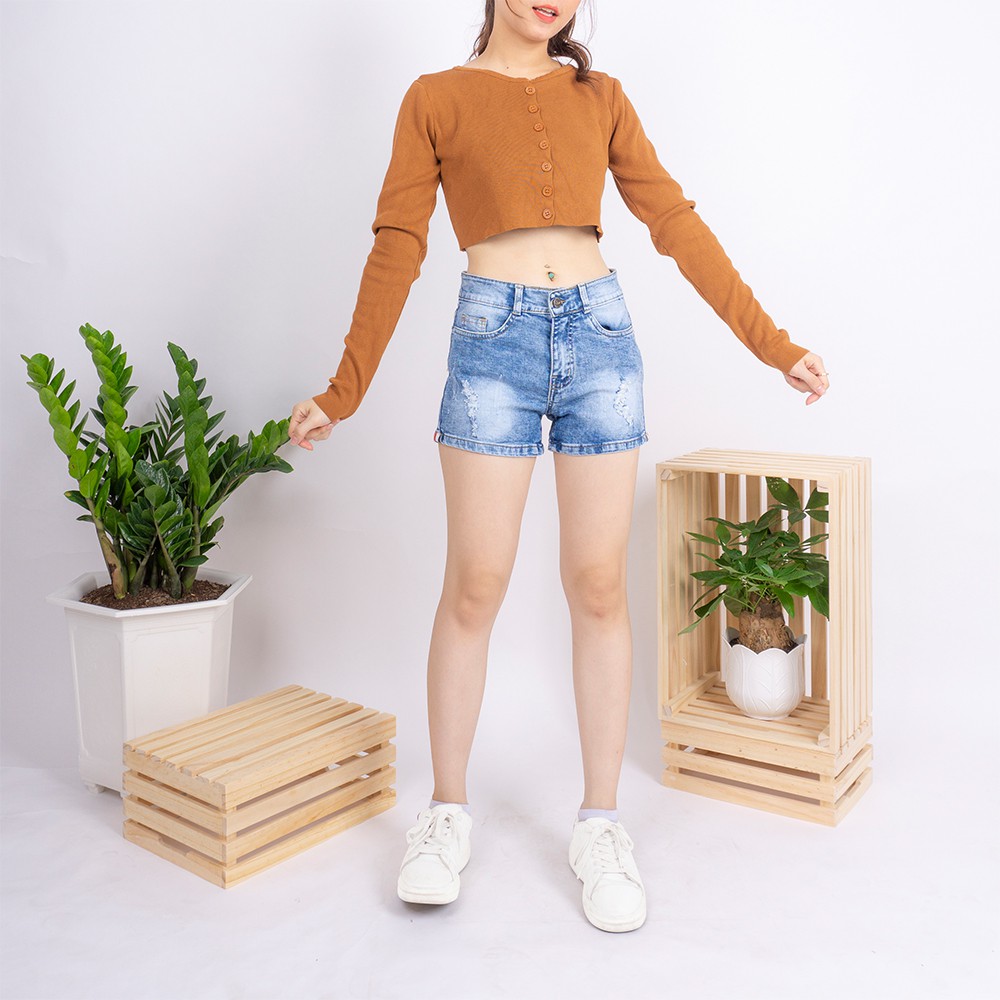 [Mã FAMALLT5 giảm 15% đơn 150K] Quần short jean nữ Ulzzang GENZ màu trơn ống suông co giãn ZWJ008 | BigBuy360 - bigbuy360.vn