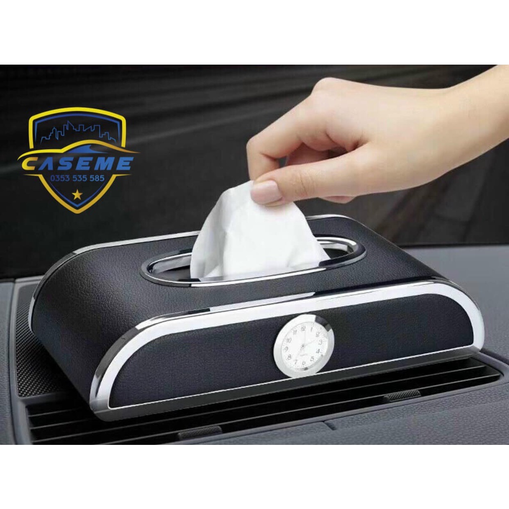 Hộp Đựng Khăn Giấy Bọc Da Cao Cấp Trên Ô Tô Hộp khăn giấy sử dụng cho xe hơi