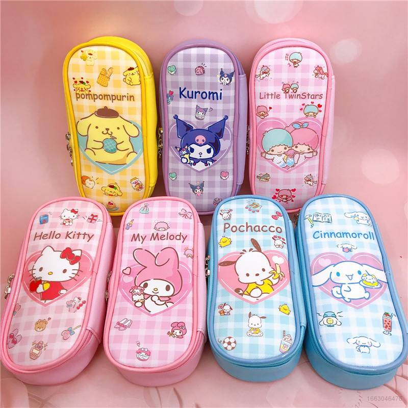 SANRIO Túi Da Pu Hai Khóa Kéo Sức Chứa Lớn Họa Tiết hello kitty