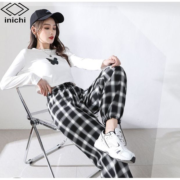 Quần caro nữ INICHI cá tính có dây rút ống Q885 | BigBuy360 - bigbuy360.vn
