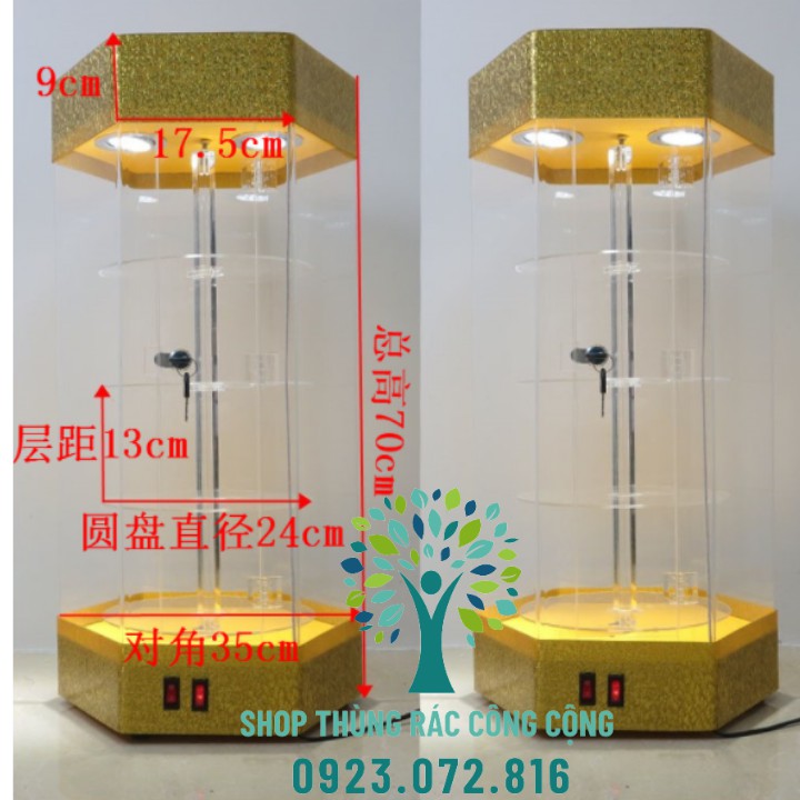 TỦ TRƯNG BÀY XOAY 360 ĐỘ 4 TẦNG
