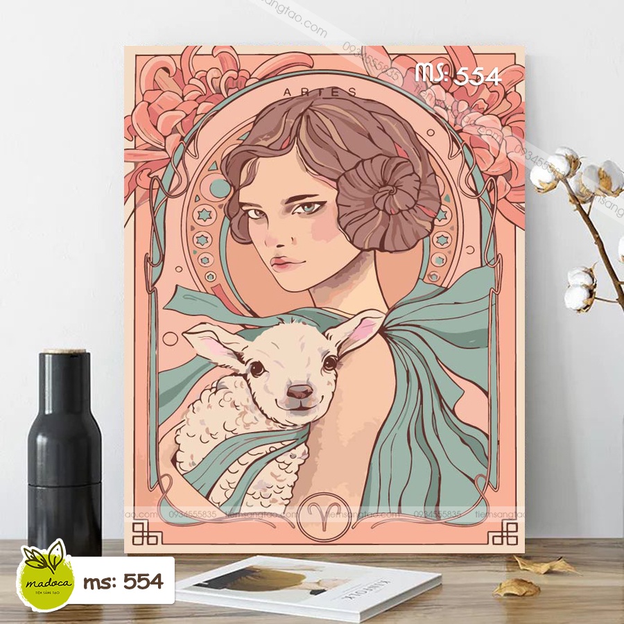 Tranh tô màu 40x50cm có khung Bạch Dương T554