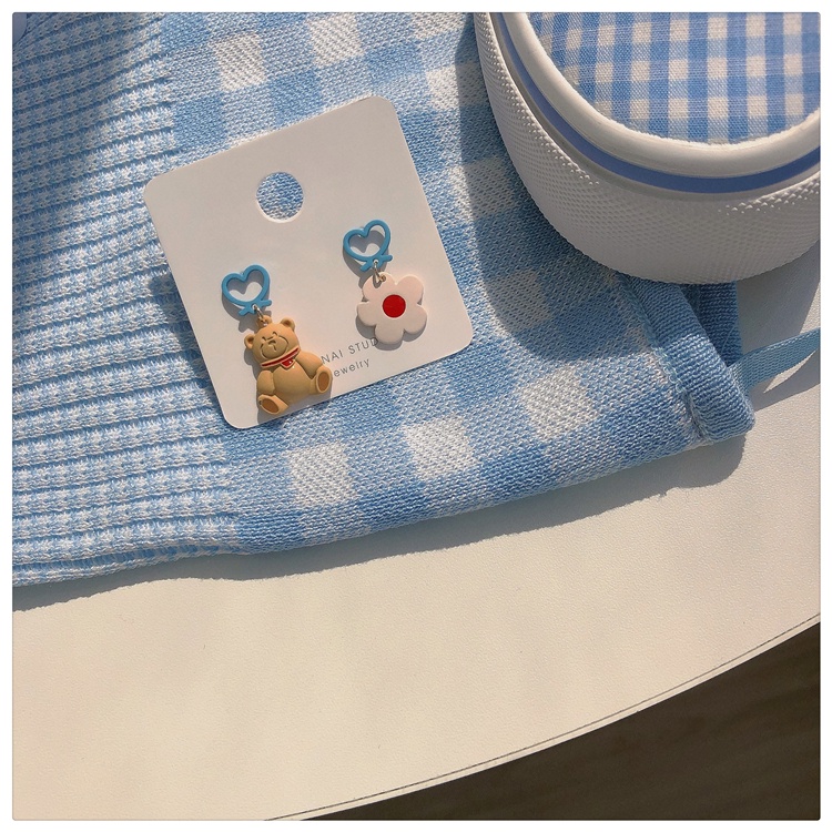 IF ME Khuyên tai hình gấu và hoa dễ thương ngọt ngào cho nữ