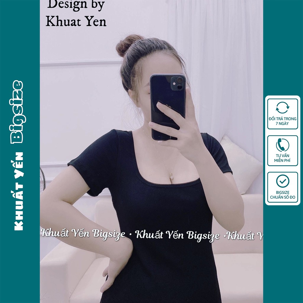 [Mã SKAMFSW175 giảm 10K đơn 50K] Áo thun Khuất Yến bigsize nữ kiểu cổ vuông tay ngắn form rộng nhiều màu 50kg đến 100kg