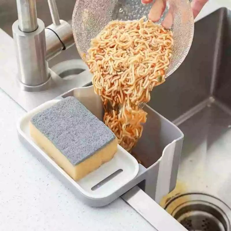 Rổ Lọc Rác Bồn Rửa Chén Bát Kèm Đựng Đồ Rửa Chén Bát  Gấp Gọn Tiện Dụng