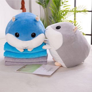 Gối mền3 trong 1 Chuột Hamster thun 4 chiều siêu mịn hàng loại 1, bộ chăn gối văn phòng ngủ trưa du lịch