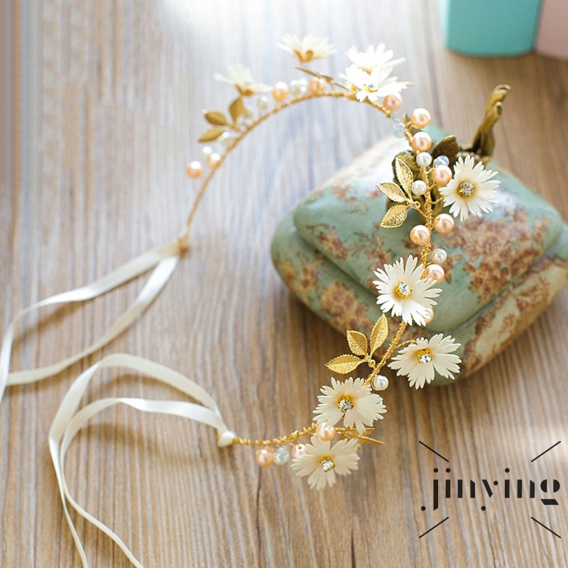 Vòng hoa đội đầu dài 33cm kiểu dáng xinh xắn phụ kiện cho tiệc cưới