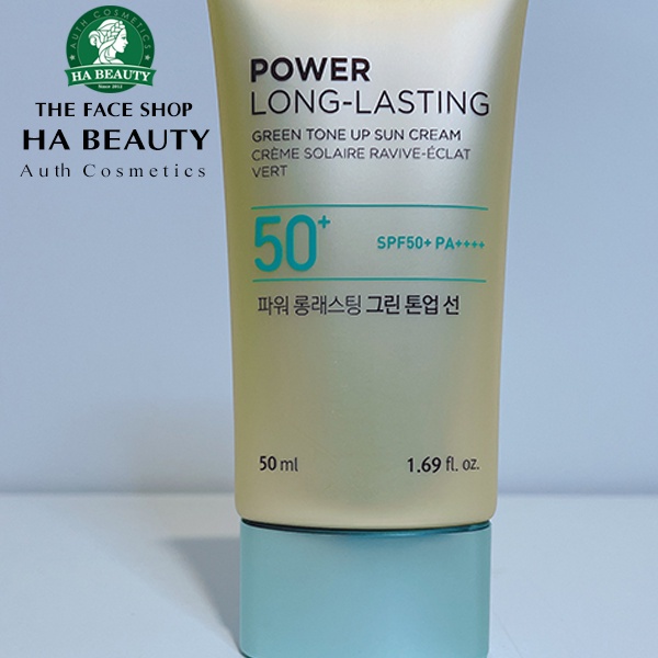 Kem chống nắng nâng tone cho da nhạy cảm The Face Shop Power Long Lasting Green Tone Up Sun Cream SPF50+PA+++ 50ml