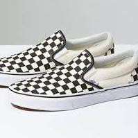 VANS Hầu hết đều thích. Giày Lười Họa Tiết Kẻ Ô Cao Cấp