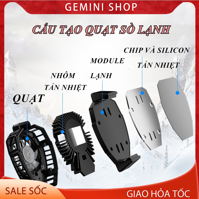 Quạt tản nhiệt Gaming MEMO DL05 thế hệ 5 cho điện thoại sò lạnh tích hợp màn hình led công tắc tắt bật GEMINI SHOP