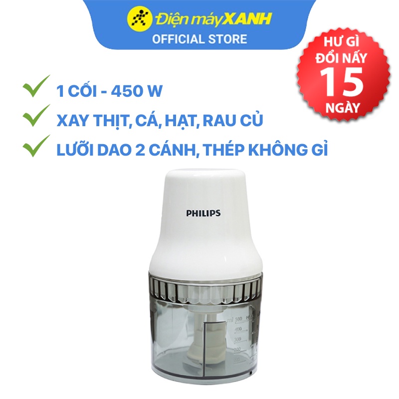 Máy xay thịt Philips HR1393 0.5 lít 450W xay thịt, cá, hạt, rau củ, gia vị - Chính hãng BH 24 tháng