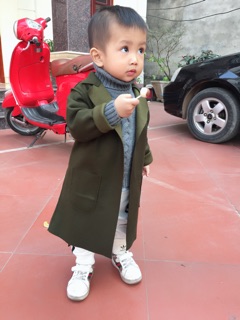 Áo khoác măng tô dạ len cho bé gái