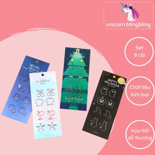 Chặn Sách Bookmark Dễ Thương Hình Vũ Trụ, Noel, Haloween Vỉ 8 Cái