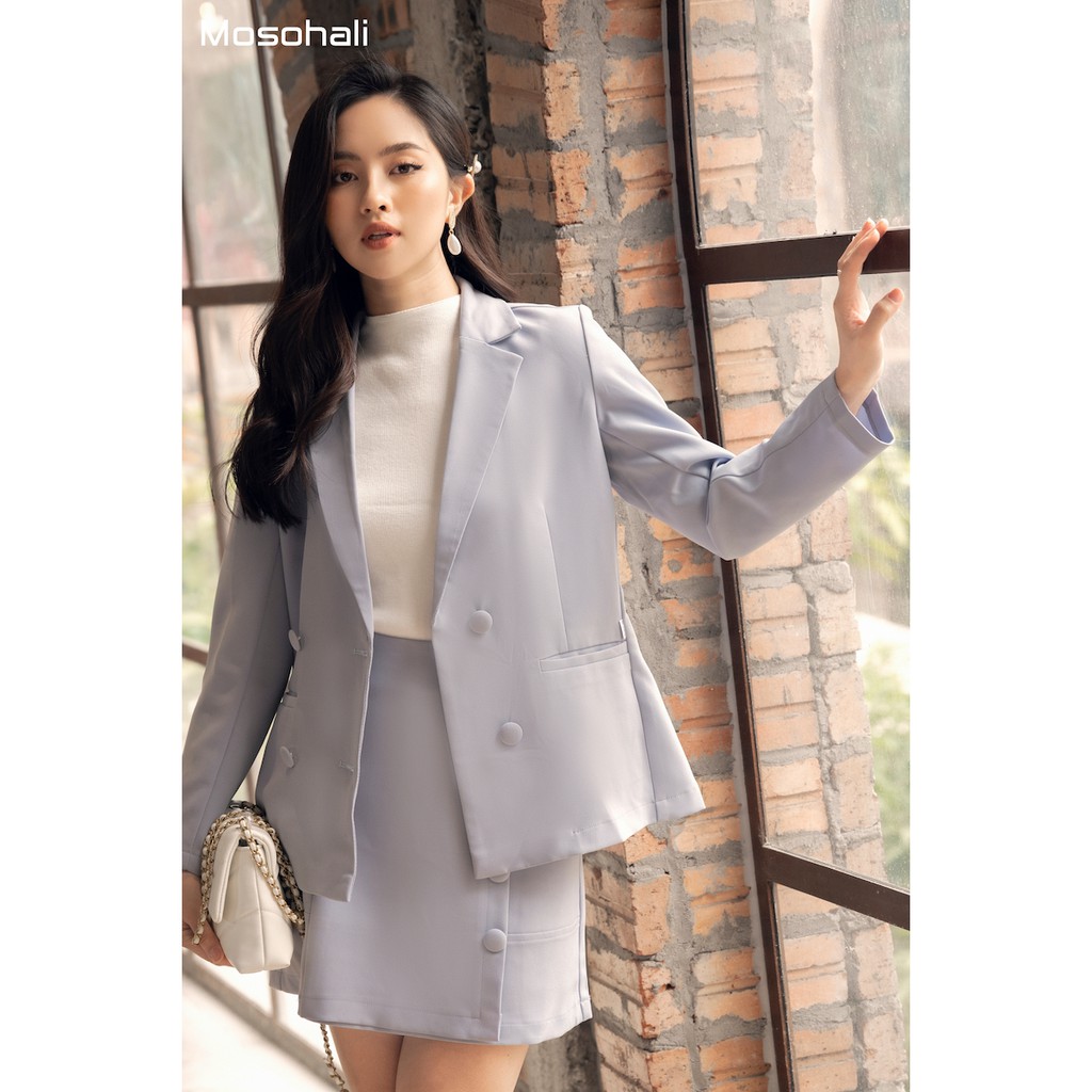 Set vest nữ Mosohali dáng ôm set blazer Melanie thời trang công sở trẻ trung năng động (Áo vest + Chân váy)