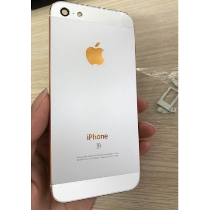 Vỏ Iphone 5 Màu Trắng Viền Vàng, Khắc Form 5SE