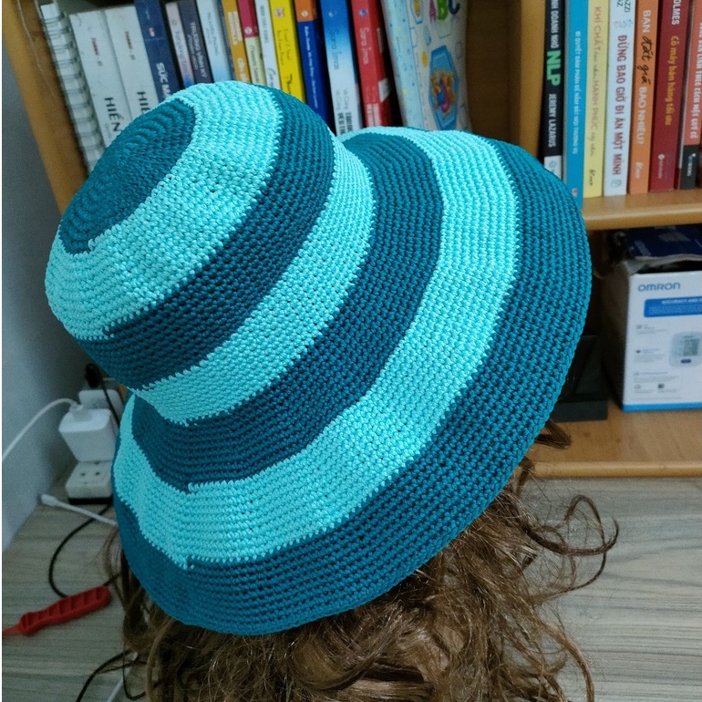 ⚡GIÁ SỐC⚡ Nón handmade rộng vành trơn phối hai màu xanh lạ đẹp