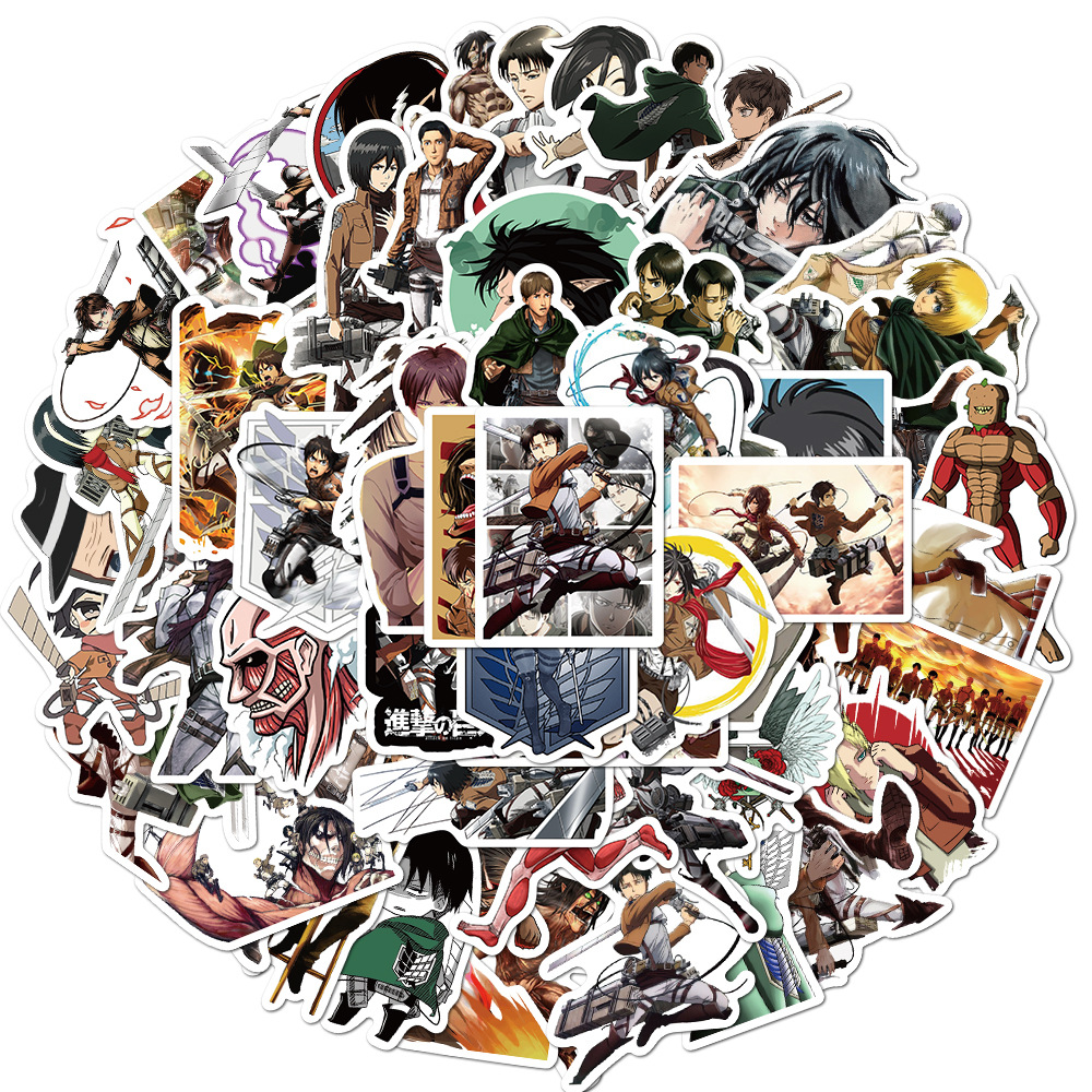 Sticker Bộ 100 Miếng Dán Trang Trí Chống Thấm Nước Hình Nhân Vật Trong Attack On Titan