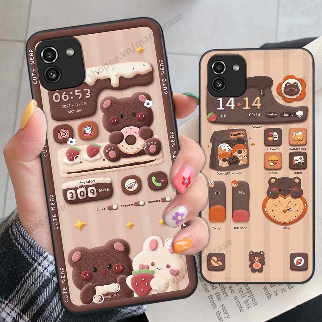Ốp lưng Samsung A03 hình gấu, thỏ, đồng hồ cute dễ thương