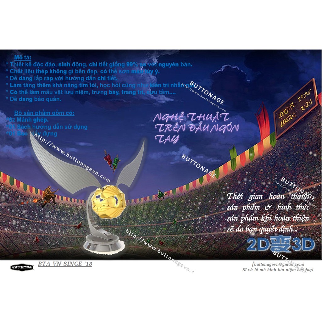 Mô Hình Lắp Ráp 3d Quả bóng Snitch