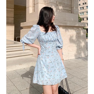 Đầm CAREN - Đầm hoa tay lửng phồng nhẹ