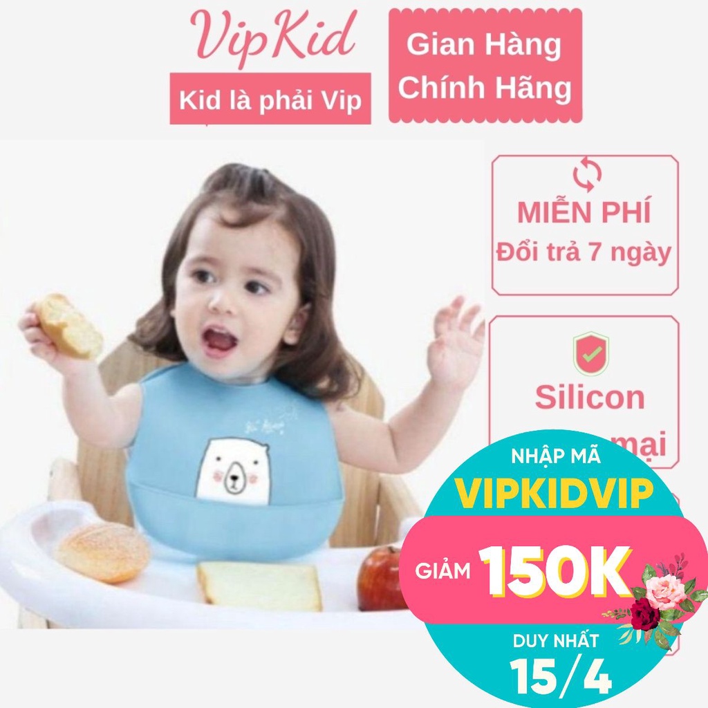 Yếm ăn dặm, Yếm máng silicon cho bé siêu mềm, an toàn không chứa BPA - VIPKID