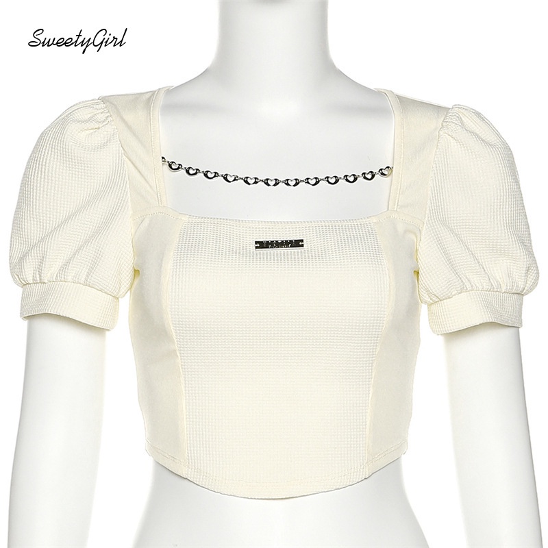 Áo Thun Ngắn Tay Dáng Ôm Cổ Vuông Màu Trơn Thời Trang Dành Cho Nữ 2022