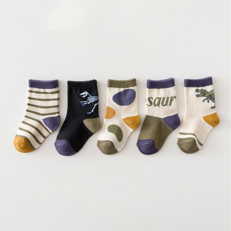 Set 5 Đôi Tất Cotton Họa Tiết Hoạt Hình Cho Bé Sơ Sinh
