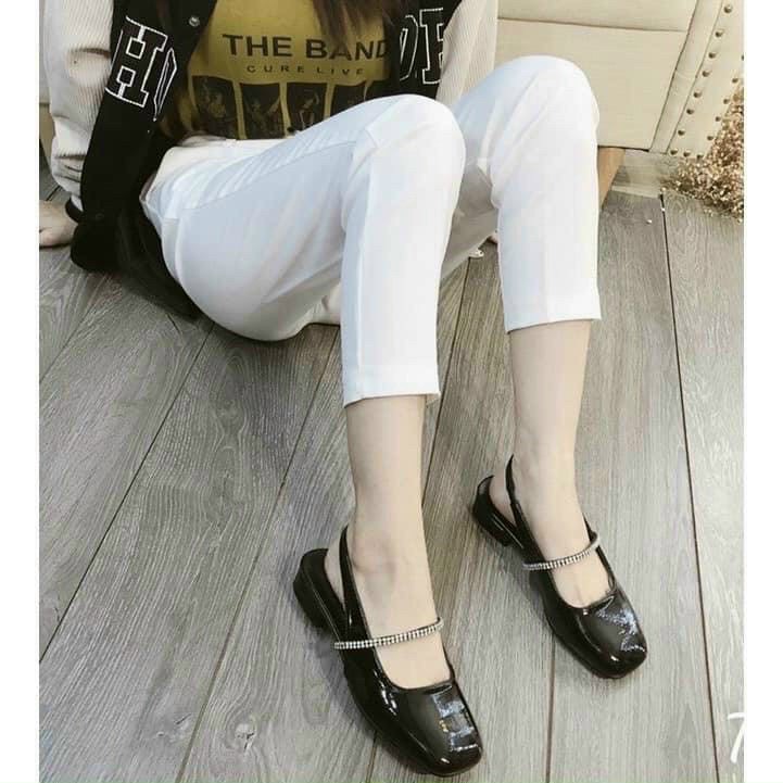 dép sục nữ mũi vuông phối dây quai kim tuyến mã HT06