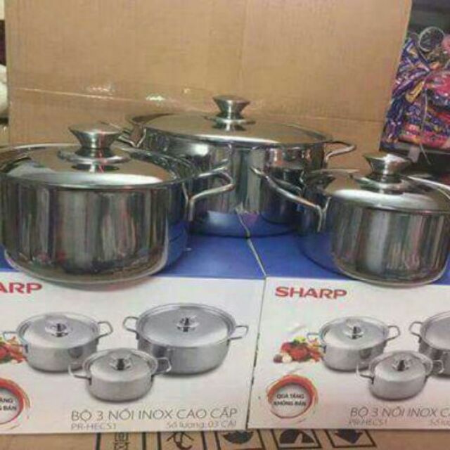 Set 3 bộ nồi inox Sharp
