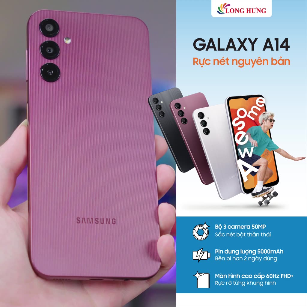 Điện thoại Samsung Galaxy A14 LTE (4GB/128GB) - Hàng chính hãng - Bộ 3 camera sắc nét, đa nhiệm mượt mà | BigBuy360 - bigbuy360.vn